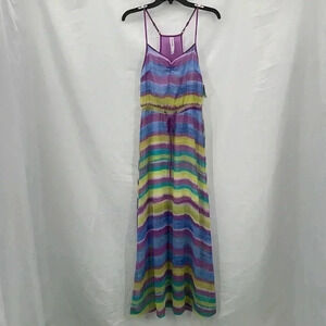 Aeropostale Maxi Sleeveless Dress XSmall Blue Purple Yellow Spaghetti Straps NWT